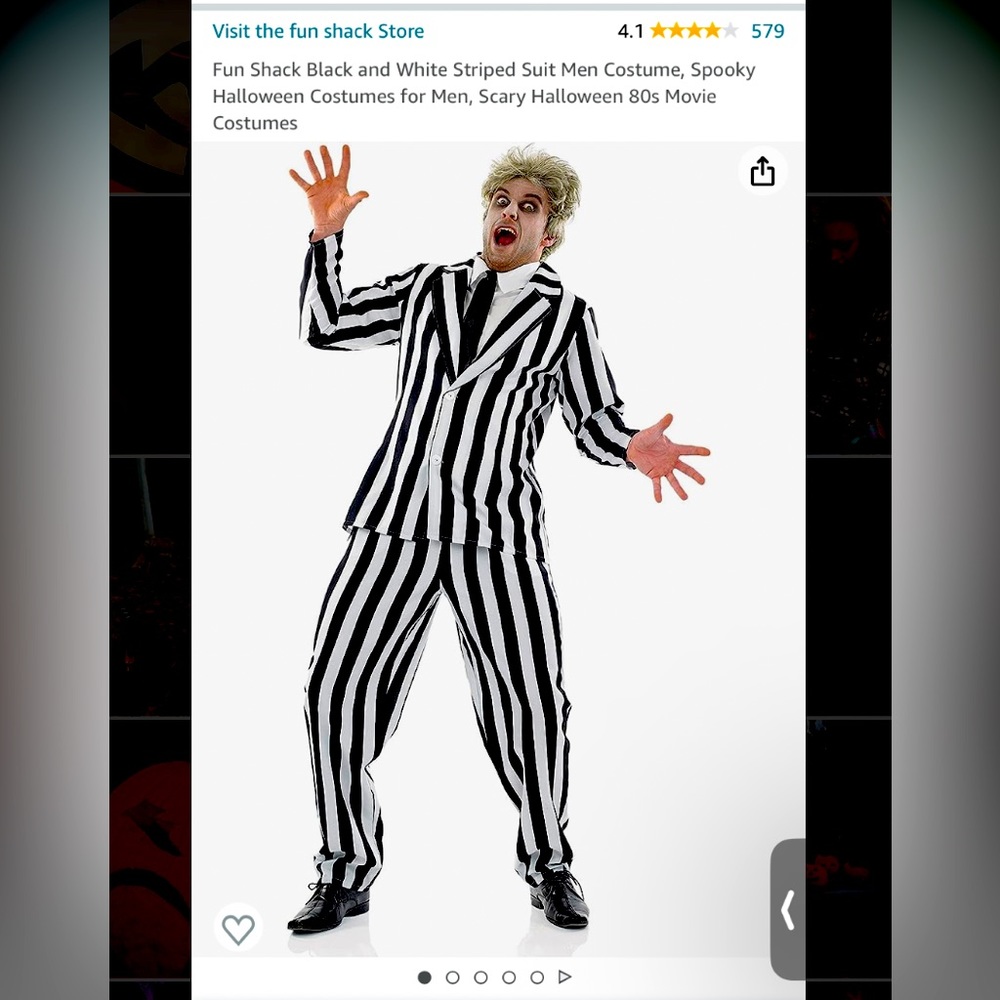 Beetle juice costume ! Men XL paid 40$ . never worn . Bought off Amazon